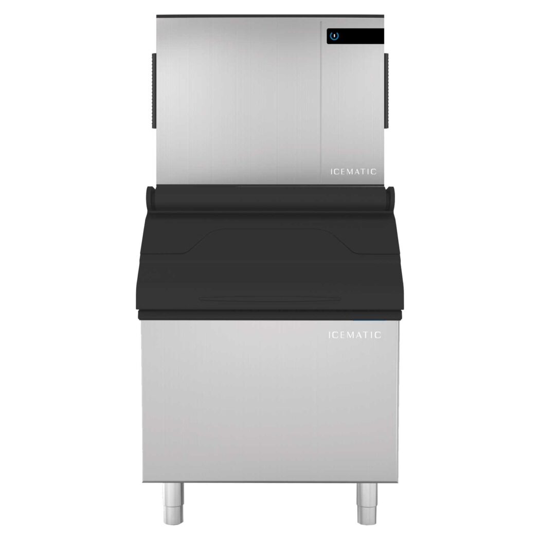 image of an Icematic M305 + MG305: Modular ice maker over insulated storage bin.