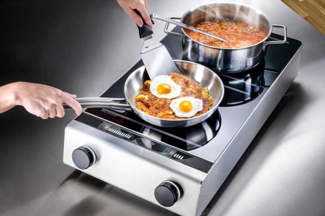 image of an Inducs INSTINCT™ Hob 7 / 10 induction countertop appliance with two cooking zones.