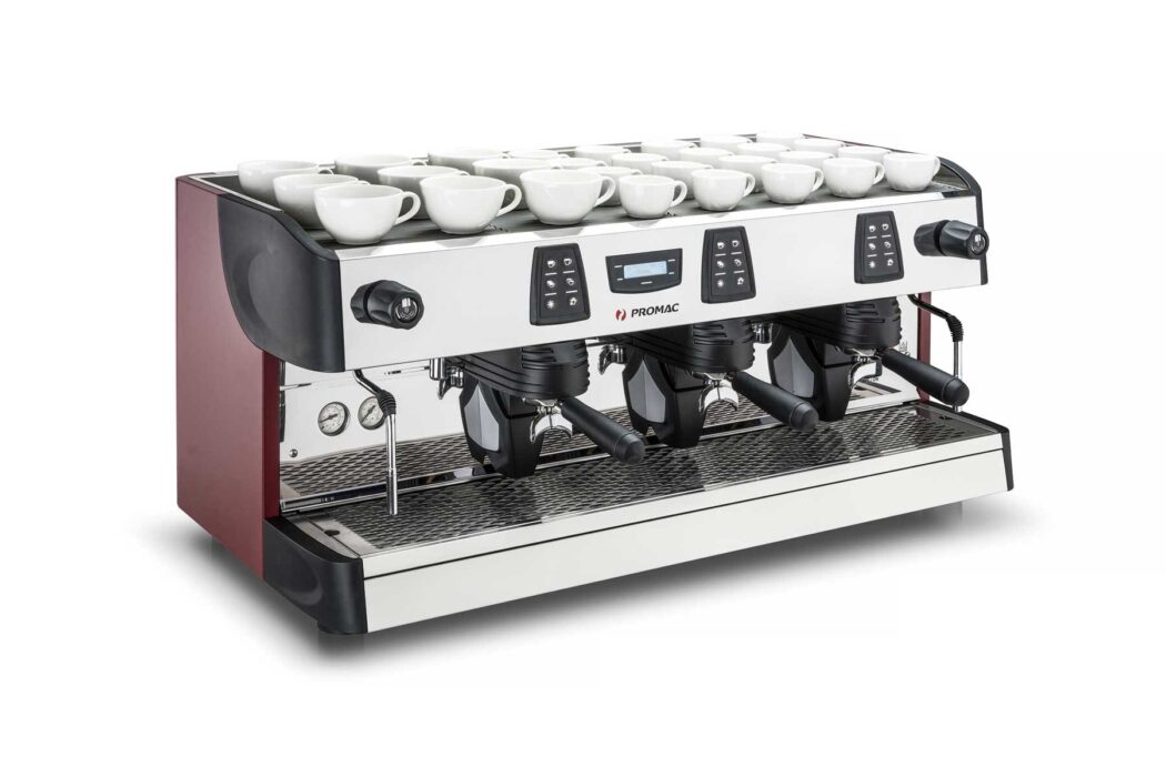 image of a Promac Green PLUS: single-boiler espresso machine with automatic dosing, also available in a tall version with raised groups.