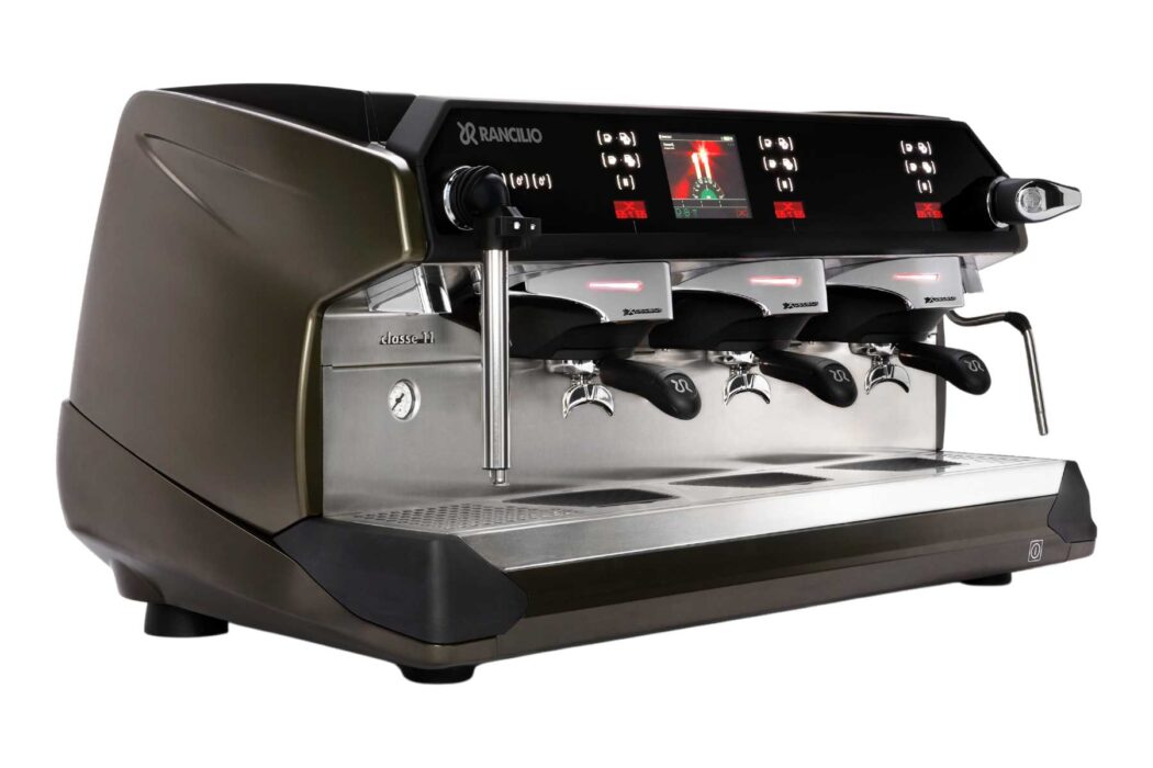 image of a Rancilio Classe 11 USB Xcelsius: multi-boiler espresso machine with automatic dosing and patented Xcelsius Temperature Profiling technology..